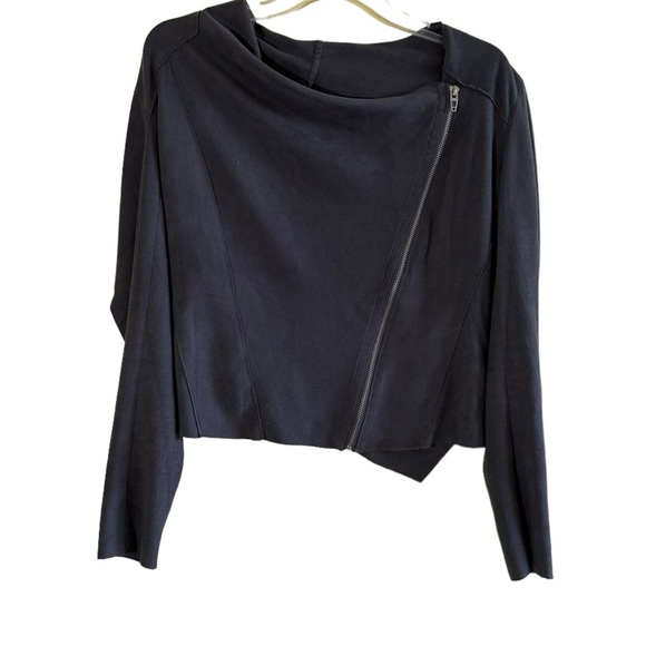 BlankNYC Asymmetrical Zip Drape Front Faux Suede Jacket Small - Picture 3 of 10